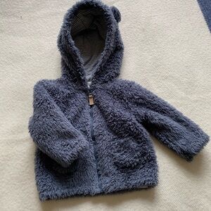 Carter’s Gray Blue Sherpa Hoodie Jacket 6M Bear Ears